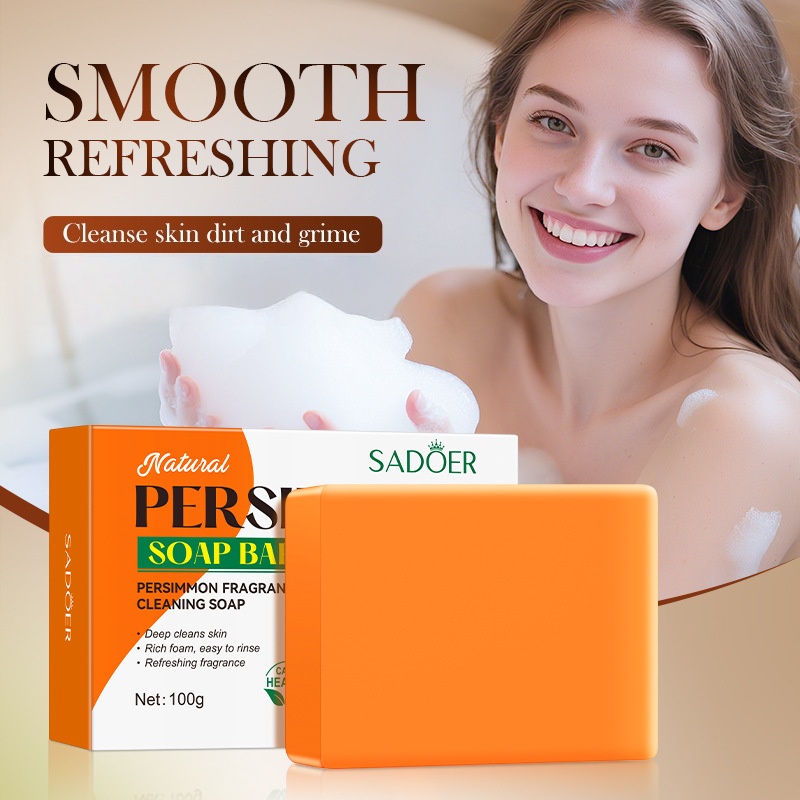 Castor Oil Soap - 100g Persimmon Cleansing Soap, Contains Glycerin