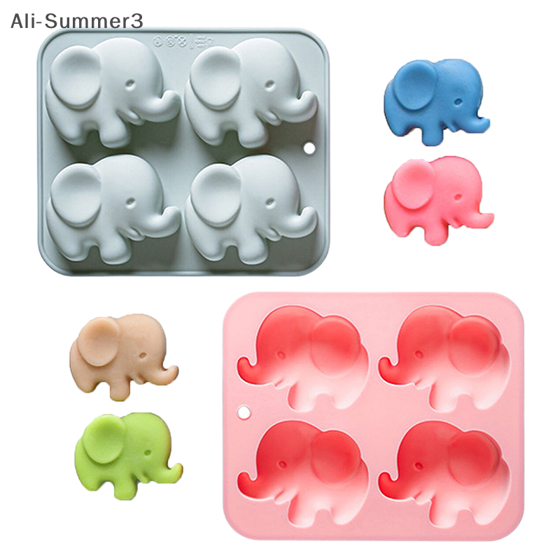 Soap Making Tools - 4-hole Baby Elephant Silicone Mold Cute